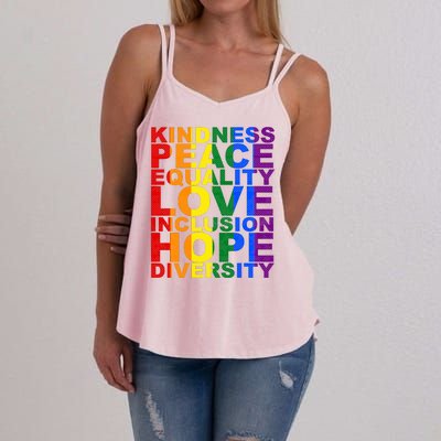 Kindness Peace Equality Love Quote Women's Strappy Tank