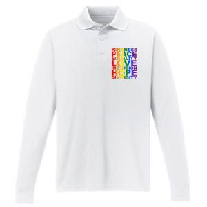 Kindness Peace Equality Love Quote Performance Long Sleeve Polo