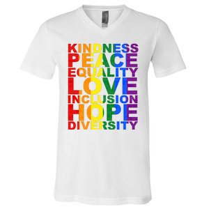 Kindness Peace Equality Love Quote V-Neck T-Shirt