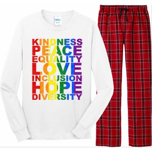 Kindness Peace Equality Love Quote Long Sleeve Pajama Set