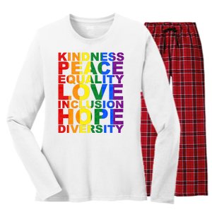 Kindness Peace Equality Love Quote Women's Long Sleeve Flannel Pajama Set 