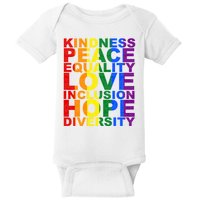 Kindness Peace Equality Love Quote Baby Bodysuit