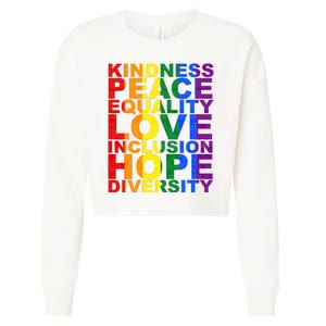 Kindness Peace Equality Love Quote Cropped Pullover Crew