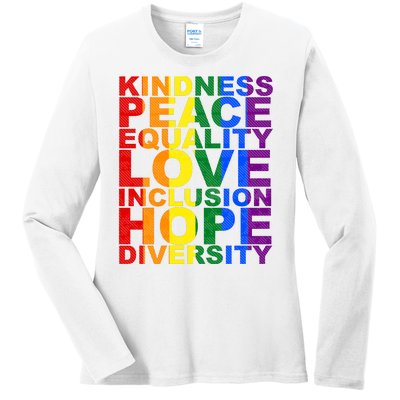 Kindness Peace Equality Love Quote Ladies Long Sleeve Shirt