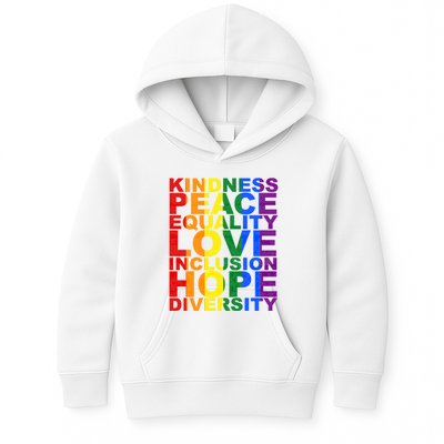 Kindness Peace Equality Love Quote Kids Hoodie