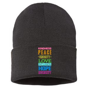 Kindness Peace Equality Love Hope Diversity Human Rights Sustainable Knit Beanie