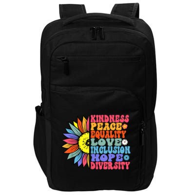 Kindness Peace Equality Love Hope Diversity Human Rights Impact Tech Backpack