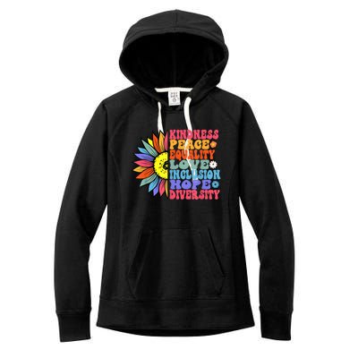 Kindness Peace Equality Love Hope Diversity Human Rights Women's Fleece Hoodie