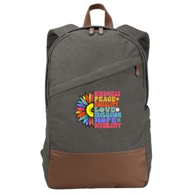 Kindness Peace Equality Love Hope Diversity Human Rights Cotton Canvas Backpack