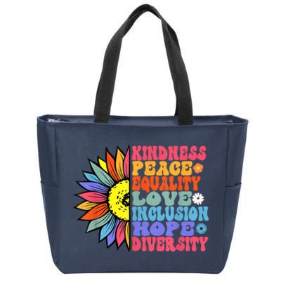 Kindness Peace Equality Love Hope Diversity Human Rights Zip Tote Bag