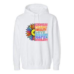 Kindness Peace Equality Love Hope Diversity Human Rights Garment-Dyed Fleece Hoodie