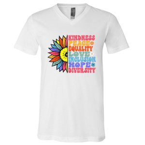 Kindness Peace Equality Love Hope Diversity Human Rights V-Neck T-Shirt