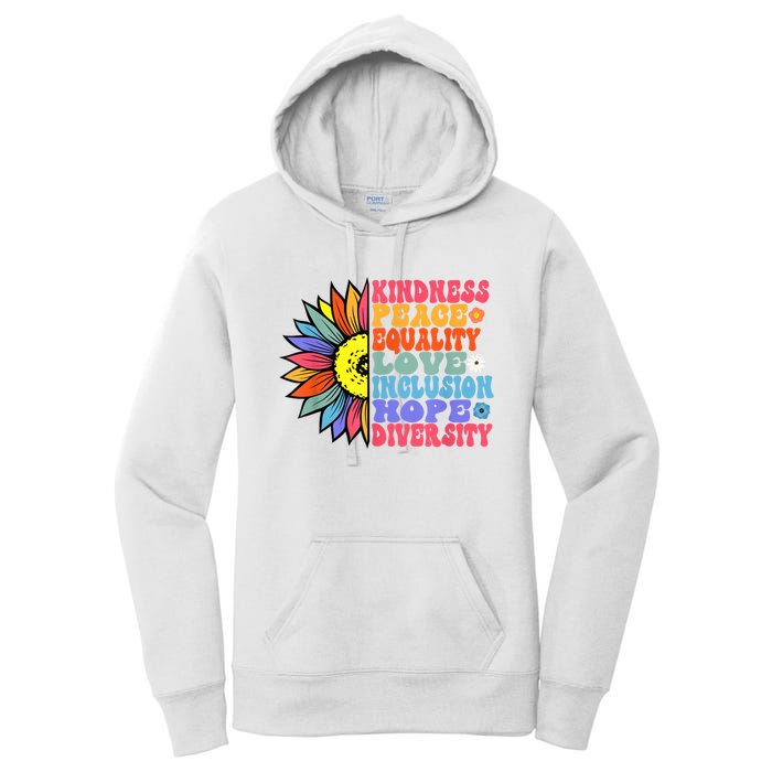 Kindness Peace Equality Love Hope Diversity Human Rights Women's Pullover Hoodie