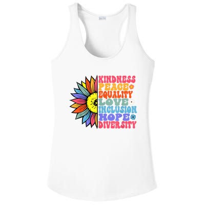 Kindness Peace Equality Love Hope Diversity Human Rights Ladies PosiCharge Competitor Racerback Tank