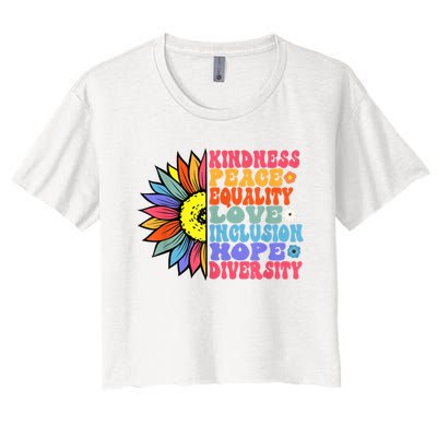 Kindness Peace Equality Love Hope Diversity Human Rights Women's Crop Top Tee