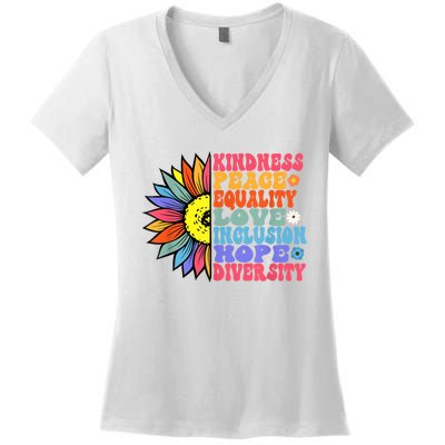 Kindness Peace Equality Love Hope Diversity Human Rights Women's V-Neck T-Shirt