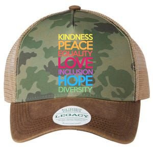 Kindness Peace Equality Love Inclusion Hope Diversity Funny Gift Legacy Tie Dye Trucker Hat