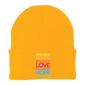 Kindness Peace Equality Love Inclusion Hope Diversity Funny Gift Knit Cap Winter Beanie