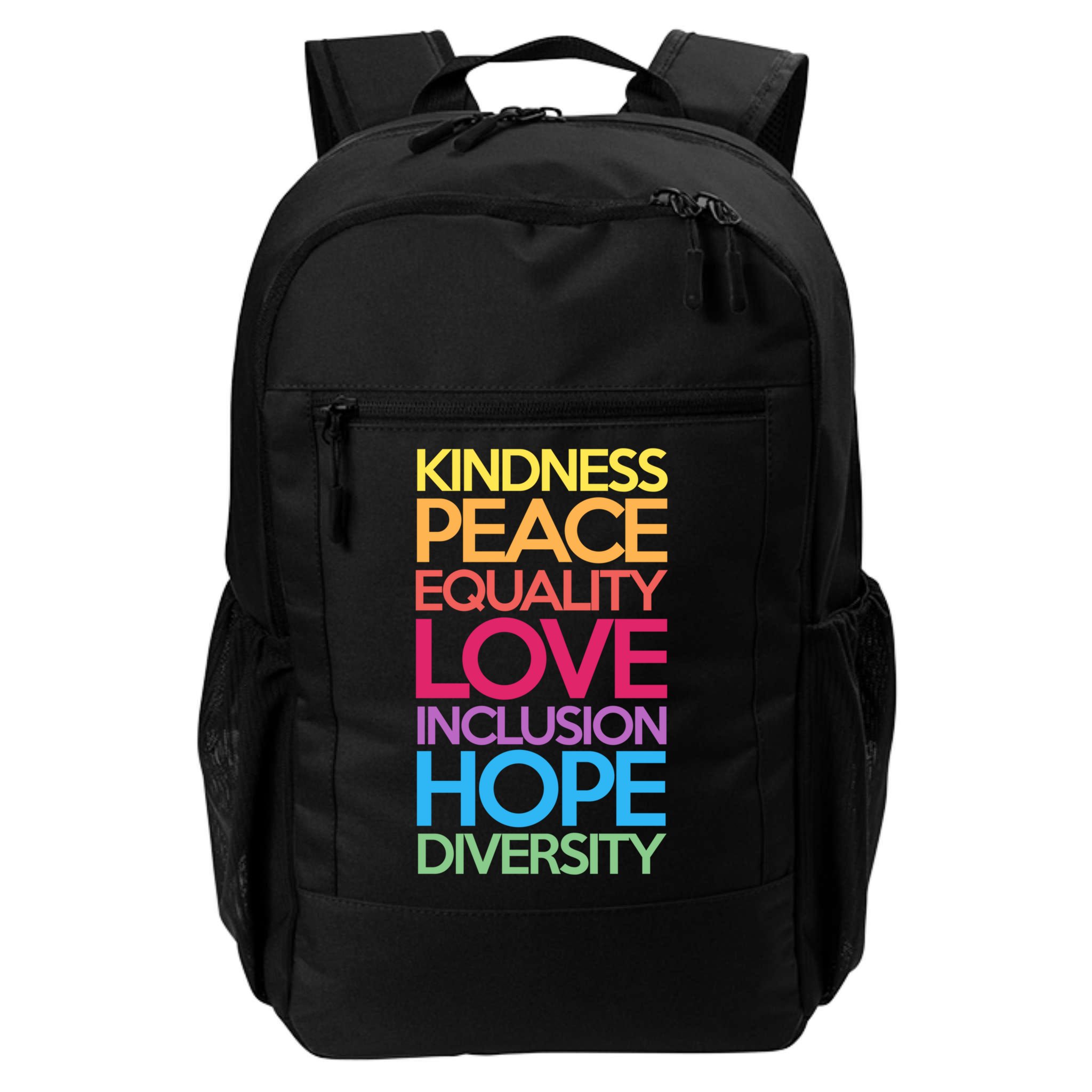 Kindness Peace Equality Love Inclusion Hope Diversity Funny Gift Backpack