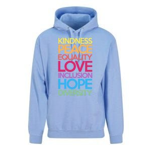 Kindness Peace Equality Love Inclusion Hope Diversity Funny Gift Unisex Surf Hoodie