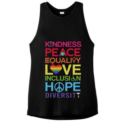 Kindness Peace Equality Inclusion Diversity Human Rights Ladies PosiCharge Tri-Blend Wicking Tank