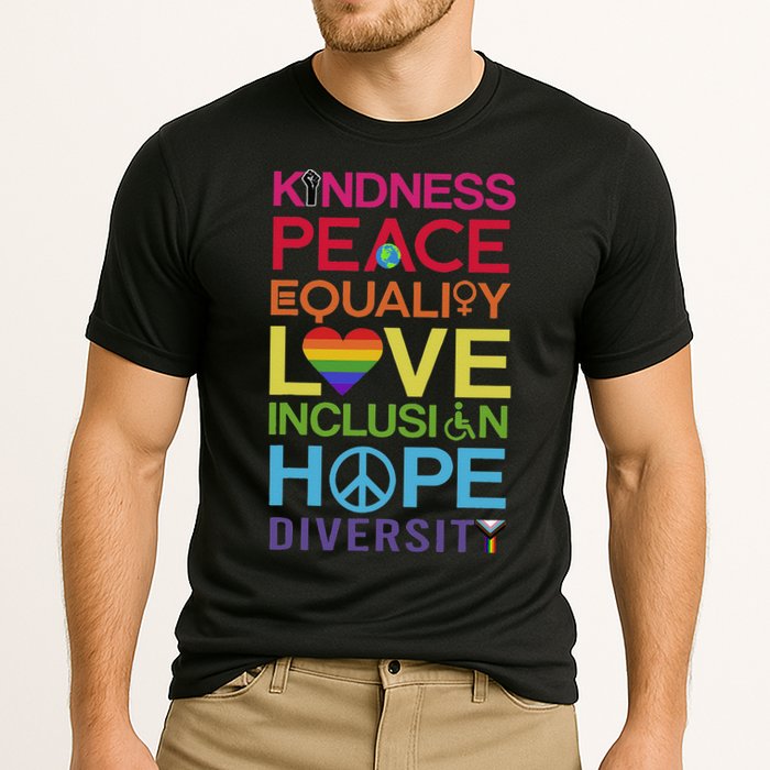 Kindness Peace Equality Inclusion Diversity Human Rights Cooling Performance Crew T-Shirt