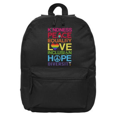 Kindness Peace Equality Inclusion Diversity Human Rights 16 in Basic Backpack