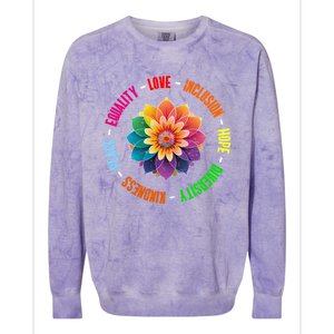 Kindness Peace Equality Love Inclusion Hope Diversity Gift Colorblast Crewneck Sweatshirt