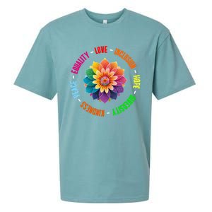 Kindness Peace Equality Love Inclusion Hope Diversity Gift Sueded Cloud Jersey T-Shirt