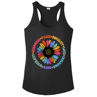 Kindness Peace Equality Love Hope Diversity Human Rights Ladies PosiCharge Competitor Racerback Tank