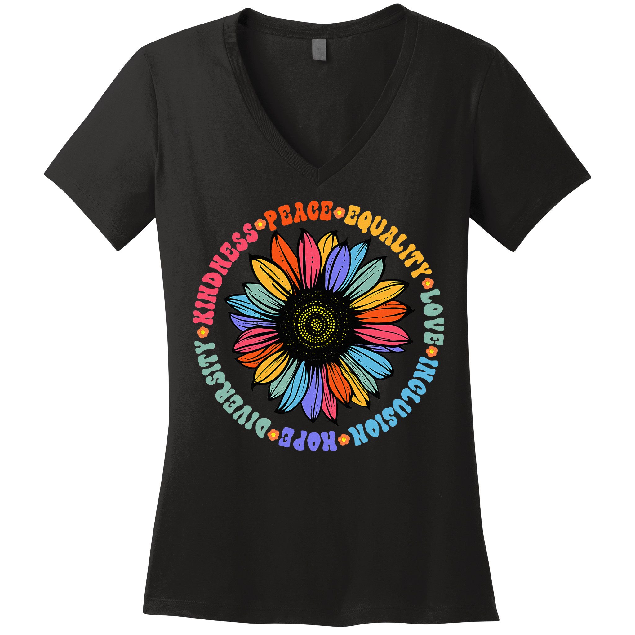 Kindness Peace Equality Love Hope Diversity Human Rights Women's V-Neck T-Shirt