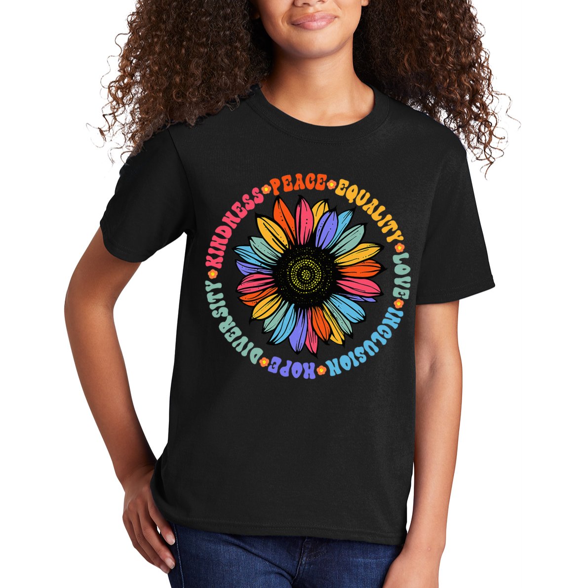 Kindness Peace Equality Love Hope Diversity Human Rights Kids T-Shirt