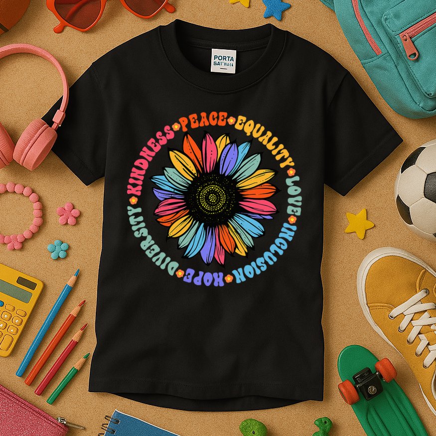 Kindness Peace Equality Love Hope Diversity Human Rights Kids T-Shirt