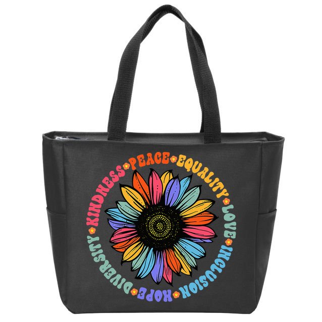 Kindness Peace Equality Love Hope Diversity Human Rights Zip Tote Bag