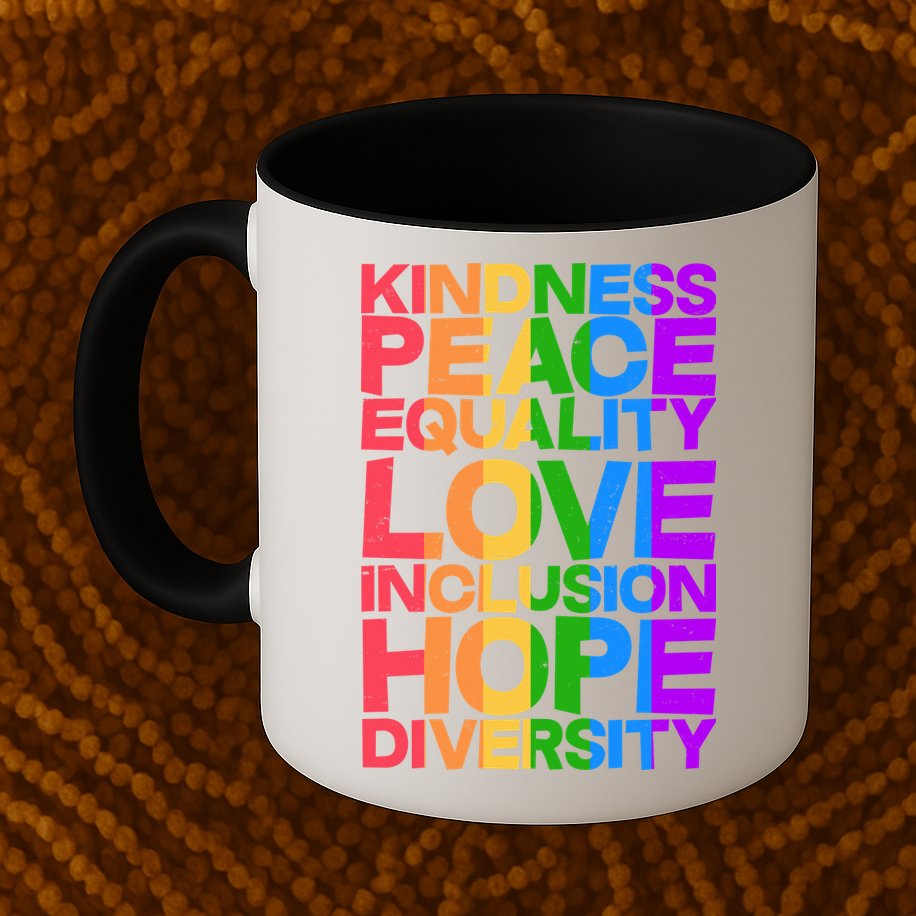 Kindness Peace Equality Love Inclusion Hope Diversity Mug