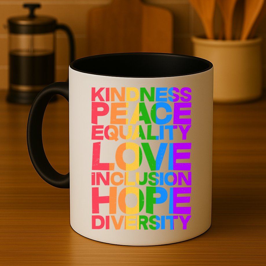 Kindness Peace Equality Love Inclusion Hope Diversity Mug