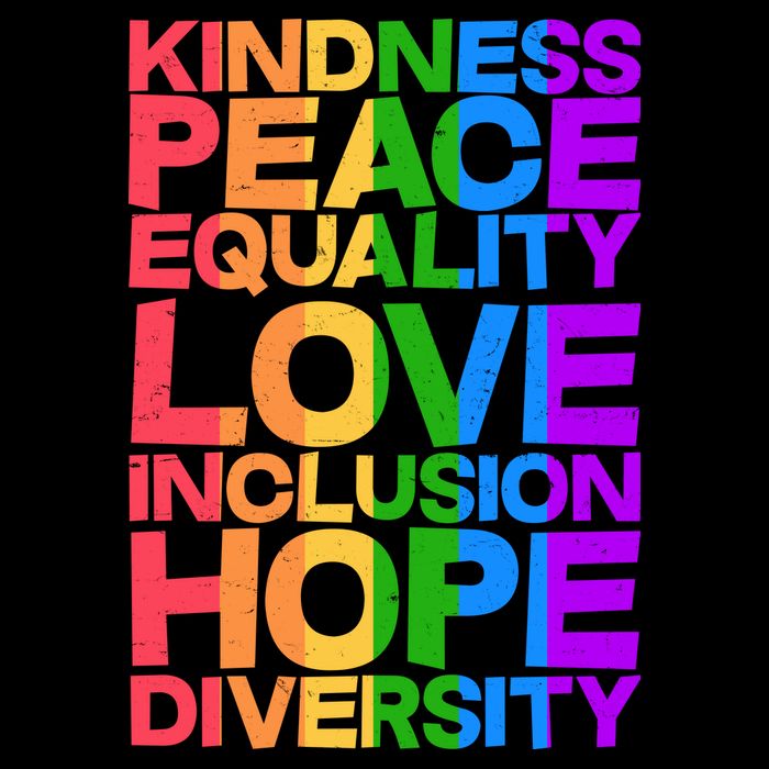 Kindness Peace Equality Love Inclusion Hope Diversity Drawstring Bag