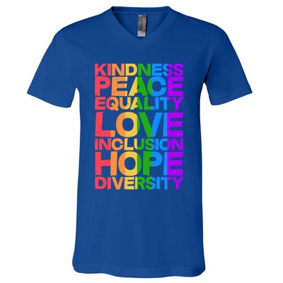 Kindness Peace Equality Love Inclusion Hope Diversity V-Neck T-Shirt