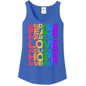 Kindness Peace Equality Love Inclusion Hope Diversity Ladies Essential Tank