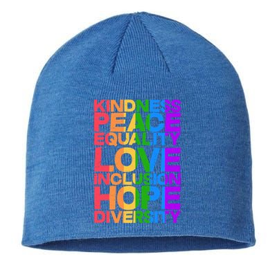 Kindness Peace Equality Love Inclusion Hope Diversity Sustainable Beanie