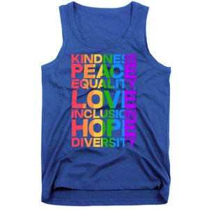 Kindness Peace Equality Love Inclusion Hope Diversity Tank Top