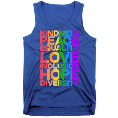Kindness Peace Equality Love Inclusion Hope Diversity Tank Top