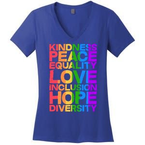 Kindness Peace Equality Love Inclusion Hope Diversity Women's V-Neck T-Shirt