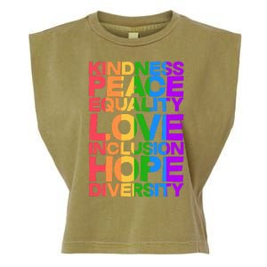 Kindness Peace Equality Love Inclusion Hope Diversity Garment-Dyed Women's Muscle Tee