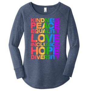 Kindness Peace Equality Love Inclusion Hope Diversity Women's Perfect Tri Tunic Long Sleeve Shirt