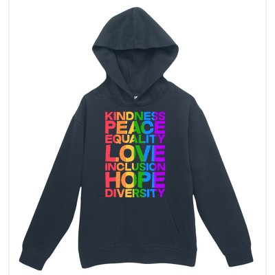 Kindness Peace Equality Love Inclusion Hope Diversity Urban Pullover Hoodie