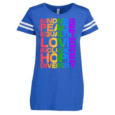 Kindness Peace Equality Love Inclusion Hope Diversity Enza Ladies Jersey Football T-Shirt