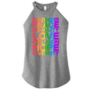 Kindness Peace Equality Love Inclusion Hope Diversity Women's Perfect Tri Rocker Tank