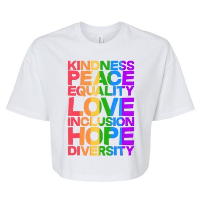 Kindness Peace Equality Love Inclusion Hope Diversity Bella+Canvas Jersey Crop Tee