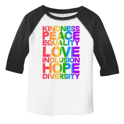 Kindness Peace Equality Love Inclusion Hope Diversity Toddler Fine Jersey T-Shirt